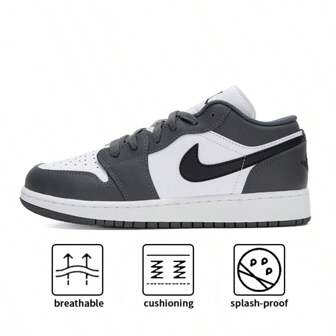  Air Jordan 1 Low (GS) Cushioned Lightweight Sneakers For Youth, Athletic Sports Running 553560-152