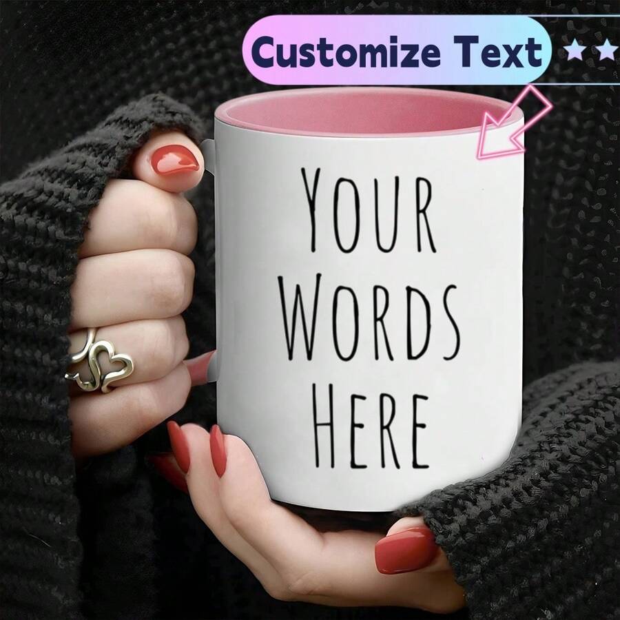 Customized Coffee Mug, Personalized Coffee Mug, Customized Ceramic Mug, Customized Coffee Cup, Personalized Ceramic Mug, Personalized Coffee Cup, Unisex Customized Ceramic Mug, Valentine's Day Gift, Valentine's Day Gift, Gift For Her, Gift For Him, Gift For Mom, Gift For Friend, Home Decor, Decorative Item, Personalized Gift, Customized Gift - Pink - View 1