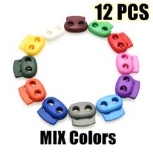 12 piezas/paquete Cordón de plástico con cierre de hole de 5 mm de colores mixtos, clip, ropa deportiva de short - Multicolor - Ver 15