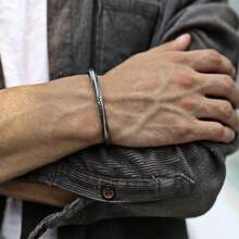 Brazalete vikingo de estilo vintage con diseño de bucle de Möbius y arabesco grabado, de aspecto vintage y ajustable, para hombres - Multicolor - Ver 8