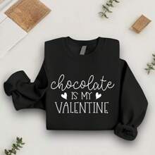 Chocolate Is My Valentine Sweatshirt, Funny Valentines Sweatshirt, Love Sweatshirts, Valentine Sweatshirts, Valentine Gift, Couple Valentines Sweatshirt  SSN-489 - Black - View 1