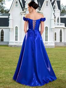 ADYCE 1 件露肩 3D 花卉高腰系带宴会晚礼服、婚礼宾客礼服、正式礼服