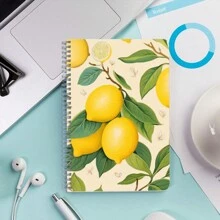 A5 圆形螺旋笔记本 - 横格笔记本日记本 - 横线日记本 - 5.83 英寸 X 8.27 英寸学院横格螺旋笔记本日记本 - 紫色和金色油漆配金色线条 - purple_and_gold_paint_with_gold_line - 查看 3