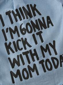 Baby Girls Autumn Warm T-Shirt, Toddler Denim Letter Print Long Sleeve Blouse Top