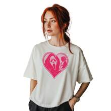 Adult Oversized T-Shirt Urban Streetwear Ghost Heart Unisex Round Neck Summer Size S To G4