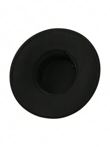 Women's Hats Solid Color Personality Wide Brim Flat Top Design Simple Elegant Formal Top Hat - 黑色 - 查看 5