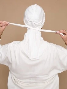 1 pieza Accesorio de abaya para mujer, gorro turbante de color liso, ajustable con cordón, transpirable y cómodo, banda ancha elástica, absorbente y antideslizante, versátil para uso diario, deportes, yoga, atuendos de moda