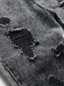 Pantalones vaqueros de mezclilla con patrón de bordado desgastado para hombres