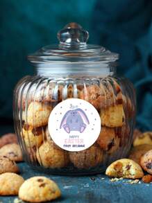 15/35/70 pièces Autocollants circulaires personnalisés pour Pâques, autocollants de cadeau de texte personnalisé, autocollants décoratifs de lapin de Pâques et d'œuf de bande dessinée, étiquettes autocollantes, autocollants de sceau de boîte-cadeau - Multicolore - Voir 6