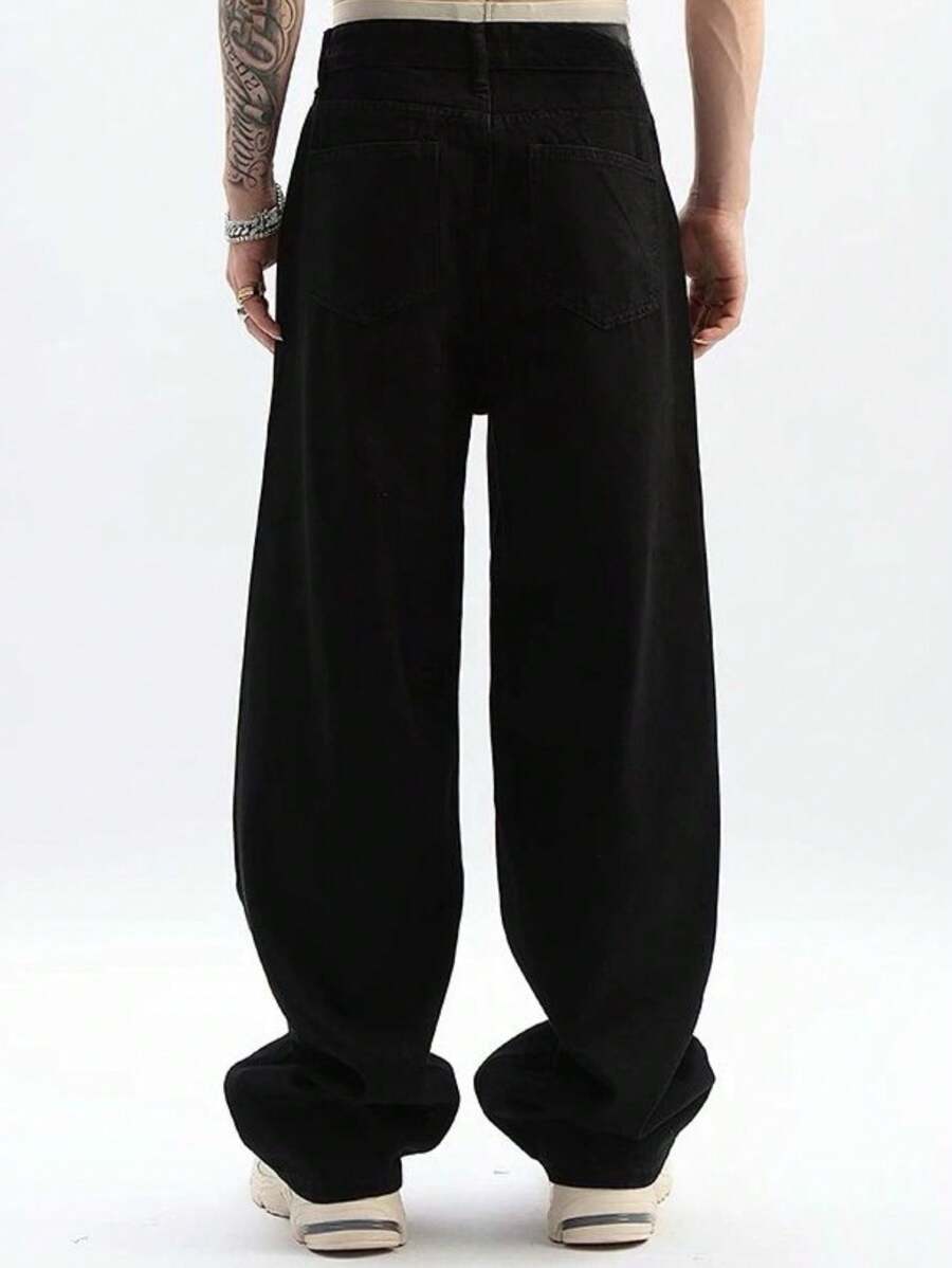 Bag Balloon Wide Straight Cut Carpenter Jeans UNISEX - 黑色 - 查看 1