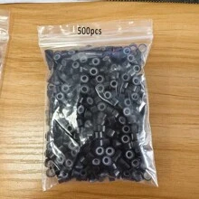 200/500/1000 Stück Mikro-Silikon-Haarverlangerungs-Ringe - Krimpringe für Perücken & Extensions, Aluminiumstange Verbindungsglieder