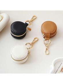 1 件别致迷你悬挂式珠宝盒 PU 皮革，防水收纳盒，适用于戒指、耳环、项链和化妆品配件，带装饰拉链，珠宝礼品盒 - 彩色 - 查看 9