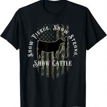 Camo Showmanship Girl Show Fierce, Show Strong, Show Cattle T-Shirt - Black - View 1