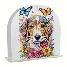 1pc Cute Dog & Cat Pattern DIY Diamond Painting Tissue Box Cover, Unique Crystal Rhinestone Design, Great For Home Decor, Desktop Accessory And Various Occasions