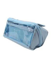 1Pc﻿ Large Capacity Pencil Case With A Magnetic Clasp For Office Stationery And Desk Storage - Multicolor - View 13