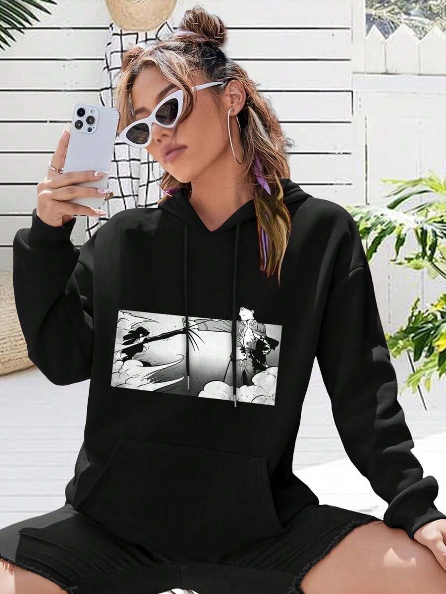 Women's Mustang Vs Lust Full Metal Alchemist T-Shirts Hoodies Anime Merch Graphic Tees Cosplay Apparel - Negro - Ver 1