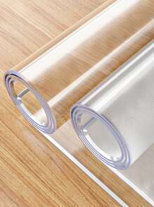 1pc PVC Clear Tablecloth Protector - 1.5mm Thick, Heat Resistant, Waterproof, Scratch-Resistant, Oil Stain Resistant, Suitable For Home And Hotel Plastic Table Cover - Solid Color - View 2