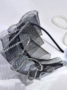 1 件黑色网状头带万圣节派对发饰宽边音乐会表演走秀派对配饰、发带、发箍、恐怖 - 黑色 - 查看 3