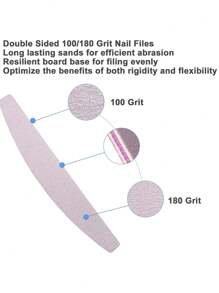 2 件装指甲锉和抛光器，100/180 粒度，砂纸，高柔韧性，无香味美甲工具，适用于修指甲和修脚