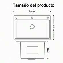 Fregadero De Cocina De Acero Inoxidable Con Accesorios 80x45 - Negro - Ver 7