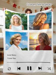 1 件可定制家庭毯，高清印花定制法兰绒毯子，适用于情人节多用途客厅沙发户外海滩露营宠物，个性化家庭/宠物/情侣照片印花床上用品毯子，个性化圣诞礼物，母亲节/父亲节礼物，家庭礼物，生日礼物，送给朋友的礼物，送给她的礼物 - 彩色 - 查看 2