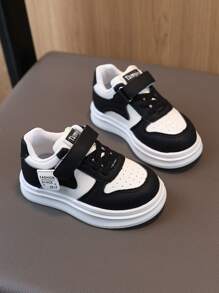 1 Pair Toddler Girls' Colorblock Outdoor Sports Shoes, Non-Slip Comfortable Casual Sneakers, Soft Bottom Tennis Shoes Suitable For Babies Outdoor/Travel/Walking - Black - View 1