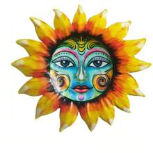 1 件铁艺太阳面装饰壁挂，金属太阳面户外墙壁装饰 - 彩色 - 查看 9