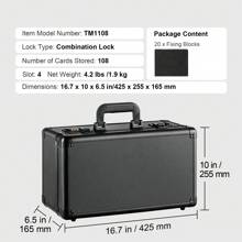 Graded Card Storage Box, 4 Or 5 Slots, Graded Sports Cards Holder Carrying Case With Key Or Coded Lock Foam Dividers, For 96-162 PSA Graded Cards, 68-115 BGS Cards, 76-130 SGC Cards, 348-428 Top Loaders Or 999+ Loose Cards - 4 Slots, Coded Lock, for 108 PSA - 查看 7