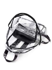 TINYAT Women Girls Backpack Large Capacity Clear Backpack Valentine's Day Gifts Transparent PVC Bag See School Bag Back To School, Concerts, Sports,Outing,Travel And Daily