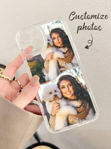 1 pieza Funda de teléfono personalizada para iPhone 11 12 13 14 15 16 Pro Max con collage de fotos DIY personalizadas, transparente, a prueba de choques y de cobertura completa.