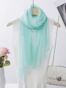 1pc Women Solid Color Sheer Mesh Lightweight Breathable Scarf, Elegant Accessory - Multicolor - View 10