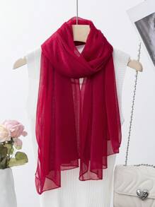 1pc Women Solid Color Sheer Mesh Lightweight Breathable Scarf, Elegant Accessory - Multicolor - View 4