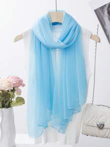 1pc Women Solid Color Sheer Mesh Lightweight Breathable Scarf, Elegant Accessory - Multicolor - View 9