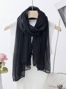 1pc Women Solid Color Sheer Mesh Lightweight Breathable Scarf, Elegant Accessory - Multicolor - View 2