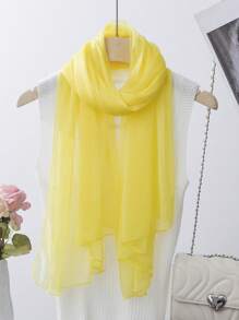 1pc Women Solid Color Sheer Mesh Lightweight Breathable Scarf, Elegant Accessory - Multicolor - View 6
