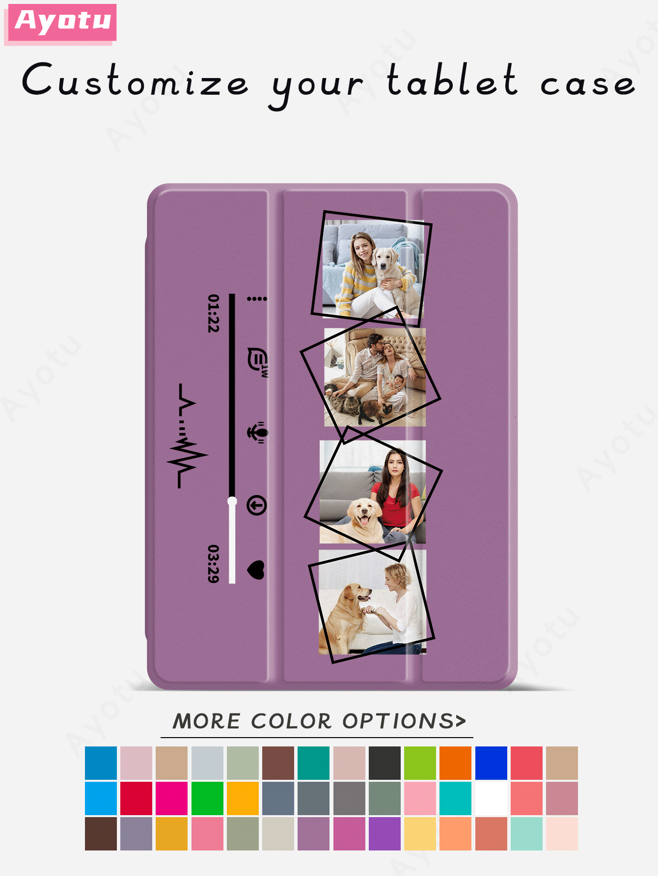 Funda protectora personalizada para iPad de 10.ª generación, funda personalizada compatible con iPad 7/8/9.ª de 10.2", Galaxy Tab S7/S8 de 11", Tab A7 Lite de 8.7", funda protectora de tableta DIY, estuche DIY creativo, regalo personalizado para niños, familia, mascotas para cumpleaños, aniversario, Navidad, Año Nuevo, vuelta al colegio - Multicolor - Añade 2