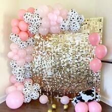 طقم أقواس البالونات بشكل بقرة - بالونات التكس بقرة وردية فاتحة بأحجام مختلفة لأقواس البالونات لاحتفال عيد ميلاد البنات بموضوع قرية مزرعة الغرب المطبوع عليه صور البقرة، ديكورات وإمدادات حفل