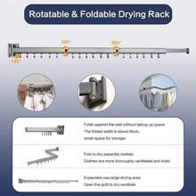 Tri Fold Clothing Rack With Extended Arm Expandable Clothes Drying Rack Collapsible Hanging Clothes Rack Wall Mount Hanger Dryer Rack Space Saver For Laundry Room Balcony Apartment - Gray - View 3