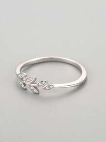 1枚925纯银小叶子戒指，简约时尚，甜美气质，叶子饰品礼品 - 銀色 - 查看 4