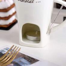 Fondue Mug Set Personal Mini Fondue Pots Chocolate Cheese Ice Cream Fondue Maker Kit Individual Butter Melter Cup Small Warmer - Black - View 3