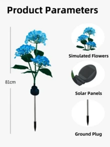 1 件 3 朵花太阳能花园桩灯，防水户外装饰草坪灯，带人造植物，非常适合主题餐厅、咖啡馆、婚礼派对、花园、公园和其他娱乐场所