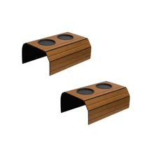 Kit 2 Cup Holder Tray Mat For Sofa Armrest - Camel - Ver 1
