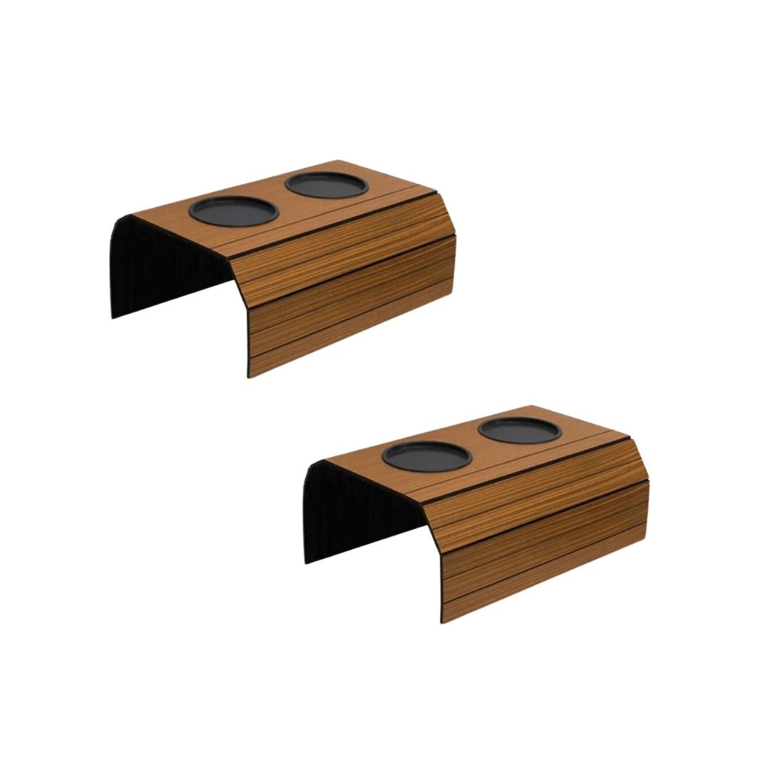 Kit 2 Cup Holder Tray Mat For Sofa Armrest - Camel - Ver 1