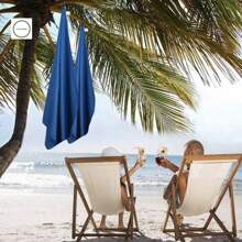 速干沙滩巾，采用超强吸水超细纤维材质，双面纯色柔软沙滩毯，便携式瑜伽健身毯，76*152厘米，家居浴室装饰，夏季海滩必备品 - 深藍 - 查看 6