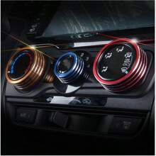 3pcs Car Air Conditioning Knobs Decorative Circle For H-Onda Fit, Blue/Red/Gold