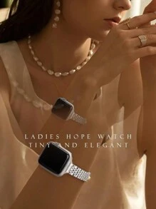 1pc Women's Starry Strap, Thin Metal Band, Compatible With Apple Watch Series 11, 10, 9 Ultra, 8, 7, SE, 6, 5, 4, 3, 2, 1, Fashionable Smart Watch Band, Butterfly Buckle Strap, Stainless Steel Bracelet, Fits 40mm, 42mm, 44mm, 45mm, 49mm, 38mm, 41mm, 46mm Bands, Fashionable Smart Watch Strap, Compatible With Apple Watch Bands - Starlight Charcoal - View 5