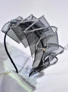 1 件黑色网状头带万圣节派对发饰宽边音乐会表演走秀派对配饰、发带、发箍、恐怖 - 黑色 - 查看 5