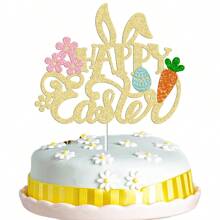 1pc Easter Cake Topper With Rabbit Ears, Spring Themed Cake Decoration For Easter Party - Multicolor - View 6