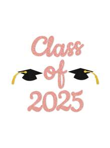 Ensemble de décalcomanies brillantes Classe de 2025 pour la décoration de la fête de remise des diplômes, sticker mural en papier doré et noir pour la fête de remise des diplômes