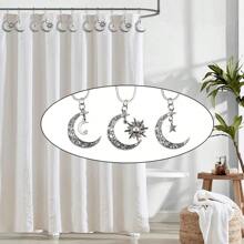 12 Star Moon Sun Shower Curtain Hooks - Curtain Shower Curtain Decorative Metal Hooks Happy Spring Fall Decor Bathroom Accessories Back To School Bathroom Decor - Silver - View 2